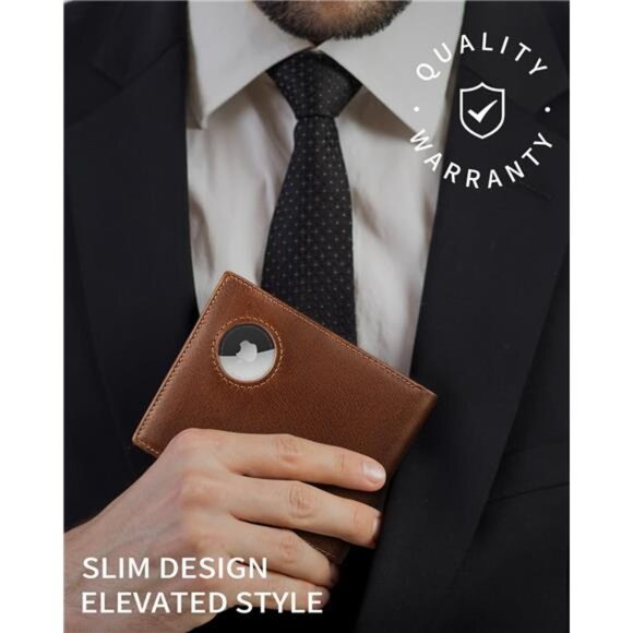 Mens Wallet with AirTag holder,Genuine Leather Bifold Wallets for Men RFID - Picture 6 of 7